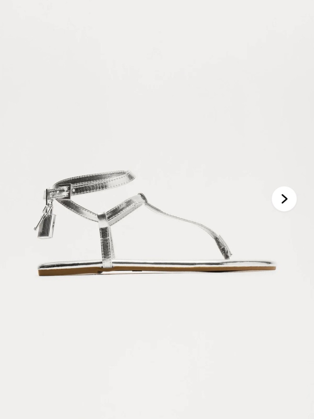 Fashion Nova Silver Metallic T-Strap Ankle Buckle Sandals
